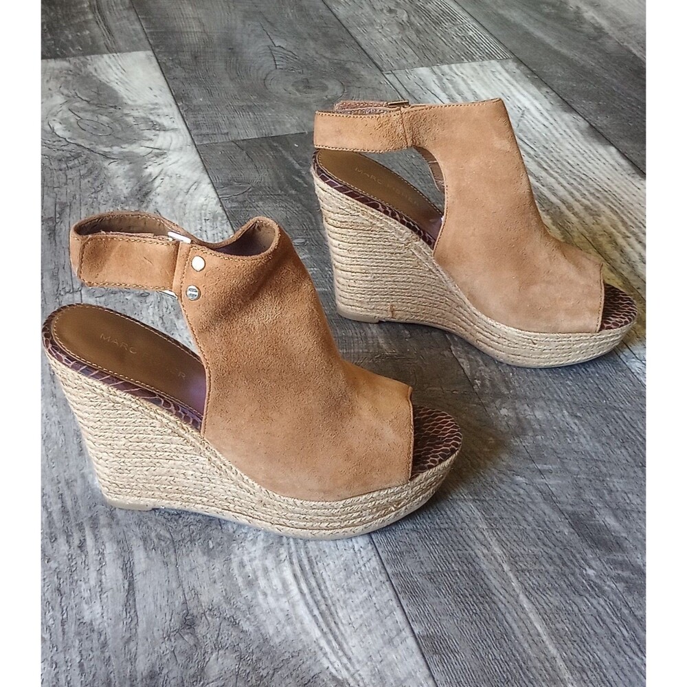 Marc Fisher Women's 8M Hybrid Tan Suede Wedge Espadrille Sandals